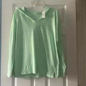 LOFT Mint Green Pullover Sweatshirt with Hood